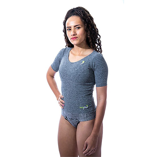 Body Com Manga Terapeutico Cinza Mescla Feminino